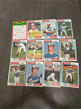 Vintage Atlanta Braves Baseball Card Lot of 12  - Red, White, Blue